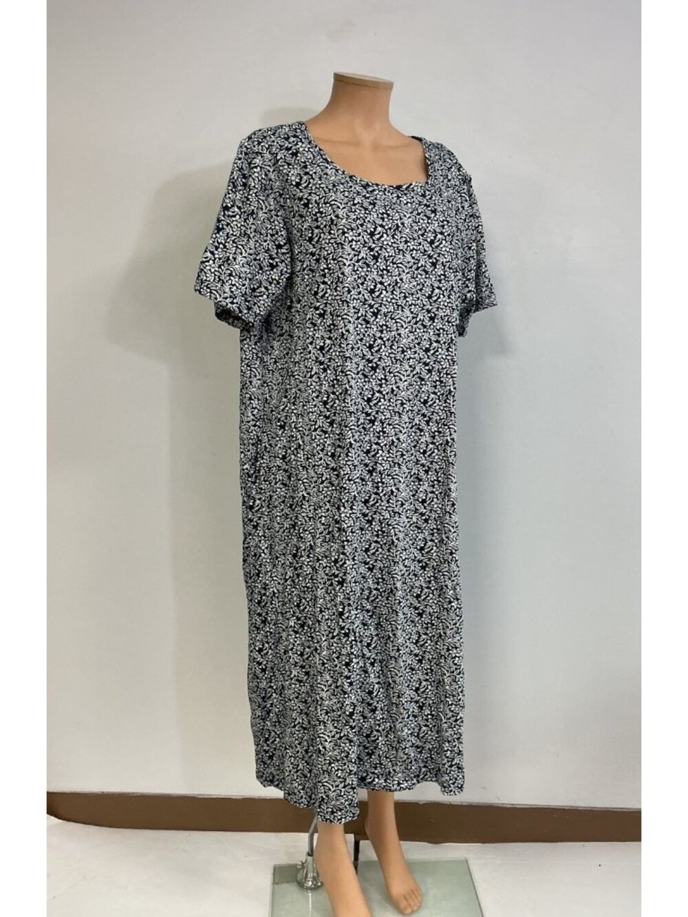 La Cera Blue Floral Maxi Dress Cottagecore Side Pockets Womens 2XL New